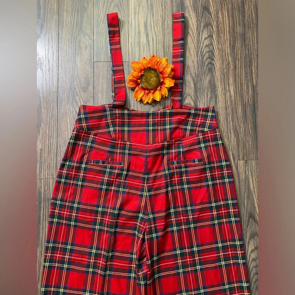 🦋B2G1🦋ROYAL MONK MODCLOTH Red Tartan Plaid Suspender Pants NWT | 2XL | - Picture 6 of 9
